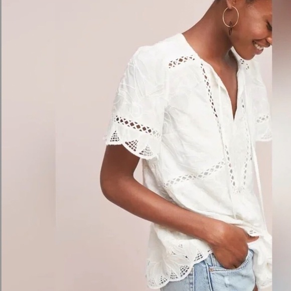 Anthropologie Feather Bone Adler Embroidered Blouse Size 14 NEW - Picture 3 of 9